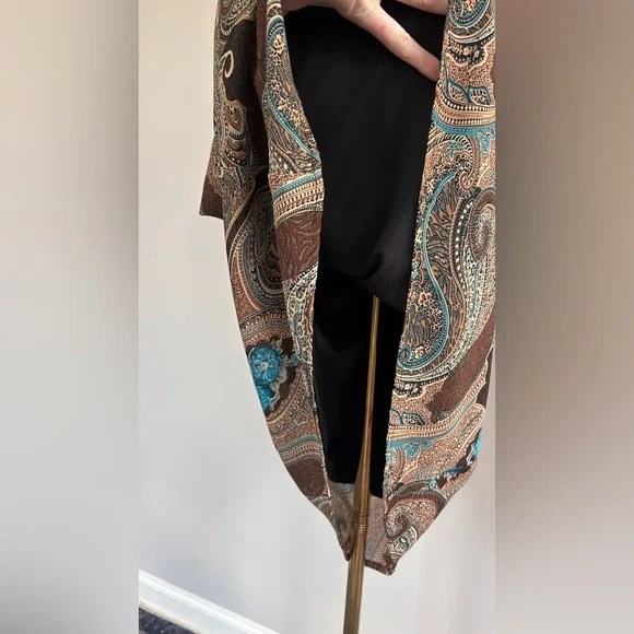 Y2K DRESSBARN Brown Paisley Sheer Overlay Midi Skirt Whimsigoth Fairy Boho Sz M - Picture 4 of 7